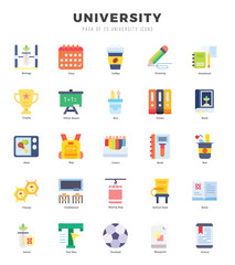 Simple Set of University Related Vector Flat Icons.