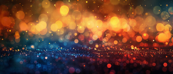 Abstract bokeh lights in a spectrum of colors floating on a dreamy dark backdrop for a magical effect