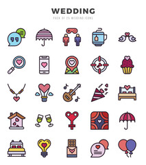 Wedding Lineal Color icons. Vector Lineal Color illustration.
