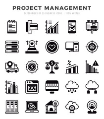 Set of Lineal Filled Project Management Icons. Lineal Filled art icon. Vector illustration