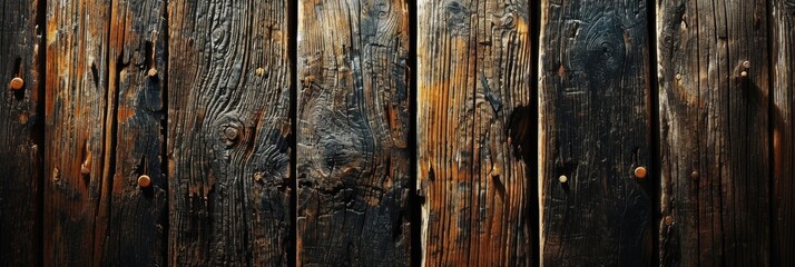 Rustic Forest Wood Wall Banner Background with Vintage Vignetting