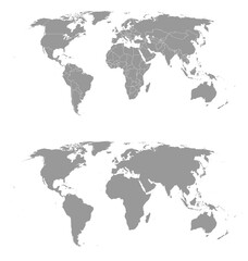 Fototapeta na wymiar Detailed gray world map. Vector illustration.