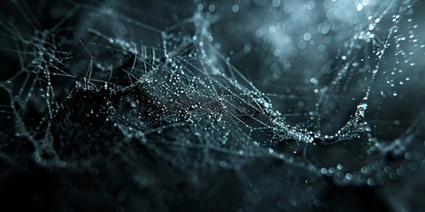 Nature's Intricate Web.Close-Up of Spider Silk - obrazy, fototapety, plakaty