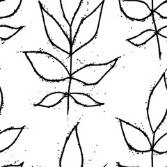 black and white leaves seamless abstract pattern background fabric fashion design print digital illustration art texture textile wallpaper apparel image with graphic repeat elements
