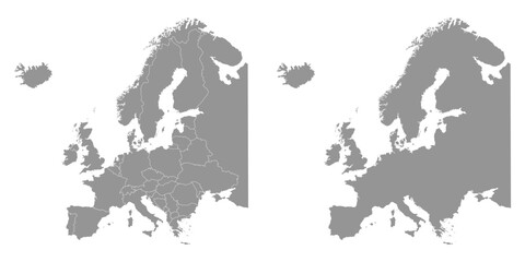 Gray Europe map. Vector illustration. - obrazy, fototapety, plakaty