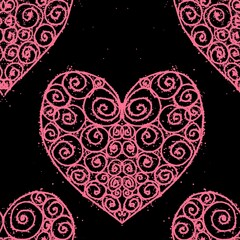 pink hearts seamless abstract pattern background fabric fashion design print digital illustration art texture textile wallpaper apparel image with graphic repeat elements