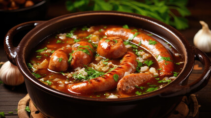 Traditional German Traditional soup boiled sausage Knakwurst