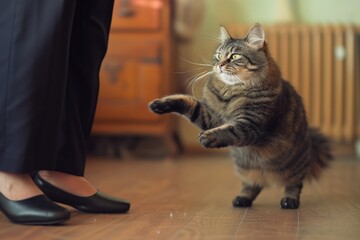 cat with a person doing the swing dance