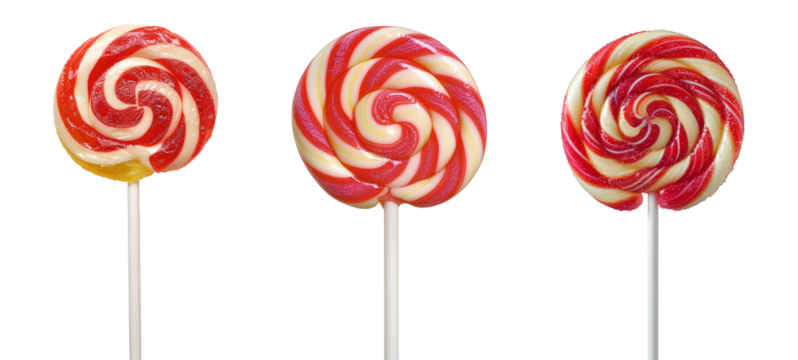 lollipop set png. set of red and white lollipops PNG. Sucker with red and white swirls isolated. lollipop top view. lollipop flay lay png