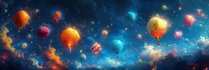 Colorful balloon festival pattern with hot air balloons in the sky, Background Image, Background For Banner