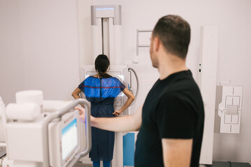 Patient preparation for an x-ray in a medical clinic