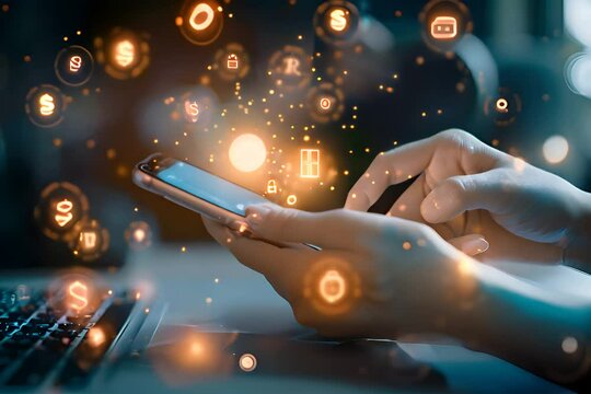 A person using a smartphone to complete a digital transaction