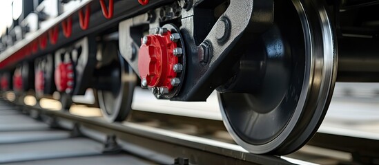 Obraz premium A detailed view of a train on a train track, showcasing its Triple the Excellence Tr carriages Couplings and More Tr carriages Couplings for unmatched performance.