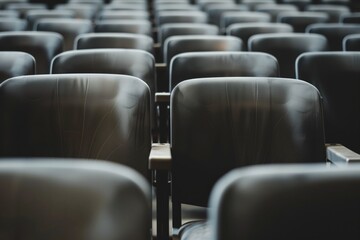 rows of empty seats viewed from back to front