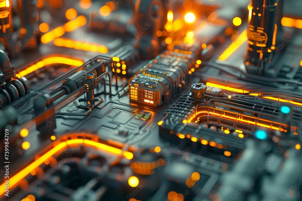 Poster a technology concept for industrial applications. a communication network. industry 4.0. a factory a