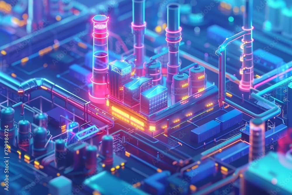 Aufkleber industry 4.0 concept. communication network. factory automation.