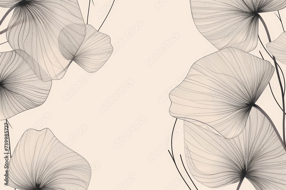 Poster Abstract natural hand drawn floral petal shape design with minimalist linear simple style. Ideal for fabric, print, banner, decoration, wallpaper.