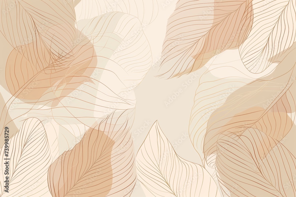 Poster  line art background design of a botanical leaf in minimalist linear style. Beautiful design for fabrics, prints, covers, banners, decorations, and wallpaper.