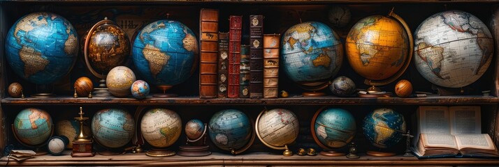 Detailed pattern of antique maps and globes, Background Image, Background For Banner - obrazy, fototapety, plakaty