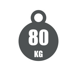 80kg weight icon. Vector design sport and gym