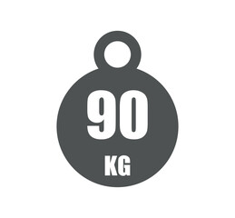 90kg weight icon. Vector design sport and gym