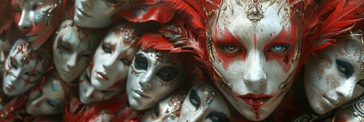 Elegant Venetian carnival masks and gondolas pattern, Background Image, Background For Banner