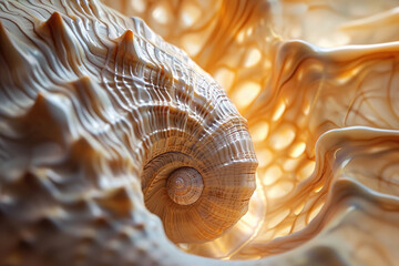 A lifelike macro image capturing the texture of a seashell - obrazy, fototapety, plakaty