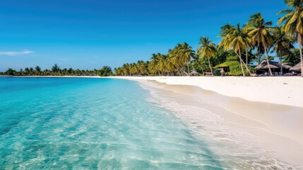 Naklejka premium Walking along the sandy shores of a secluded beach