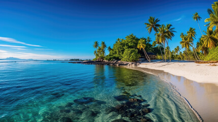 Walking along the sandy shores of a secluded beach