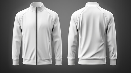 blank tracksuit jacket blank mockup 3d illustration front side back side
