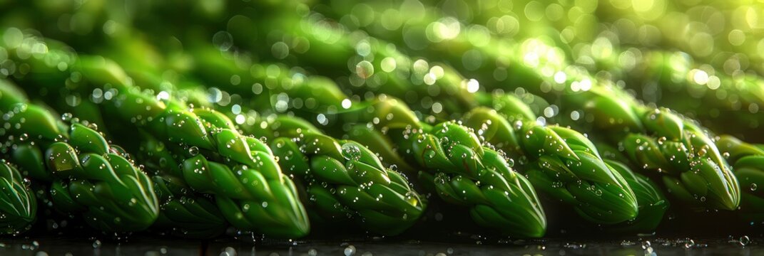 Glistening, fresh, green asparagus spear texture, Background Image, Background For Banner