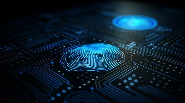 A digital fingerprint scan validating user identity, ensuring access control in data handling