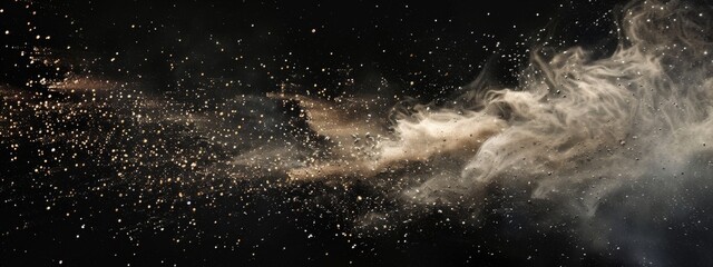 Abstract black background with brilliant dust