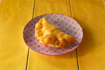 calzone, leccese, fritto, lecce, tipico, cotto, e, mozzarella, prosciutto, rossa, forno, legna,...