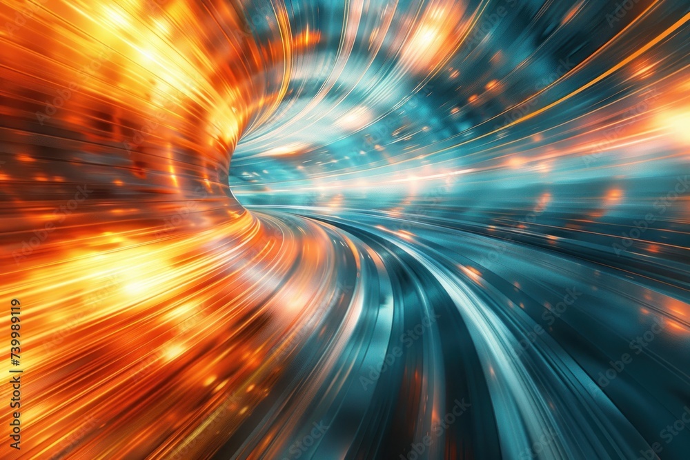 Wall mural abstract neon light lines creating sense of futuristic speed dynamic and modern background illustrat