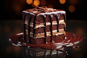 Fototapeta na wymiar a chocolate cake with chocolate frosting