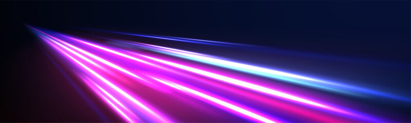 Neon rays vector abstract background. Futuristic technological style. Abstract background with speed lines. Vector illustration. Futuristic. The light lines of the road are blue png - obrazy, fototapety, plakaty