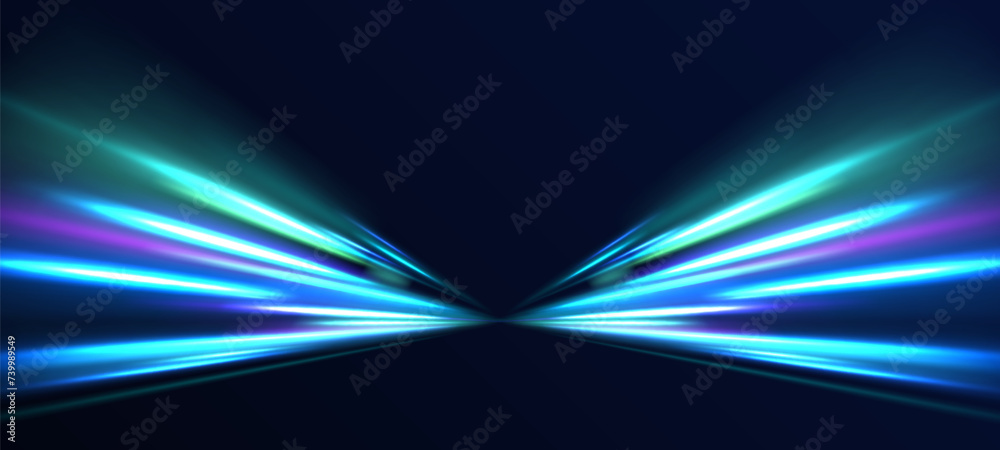 Wall mural neon rays vector abstract background. futuristic technological style. abstract background with speed