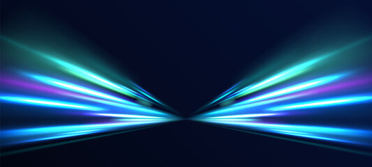 Neon rays vector abstract background. Futuristic technological style. Abstract background with speed lines. Vector illustration. Futuristic. The light lines of the road are blue png