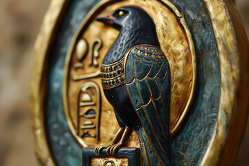 Close-up of a pharaonic cartouche an oval-shaped emblem - obrazy, fototapety, plakaty