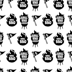 Seamless pattern with hand drawn grill design. Perfect for background or texture.