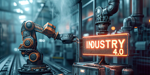 Industry 4.0, Factory Industrial Engineer working with automation robot arms machine in intelligent factory