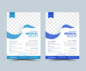 Modern creative business travel, medical, fitness, real estate printable vector flyer design template