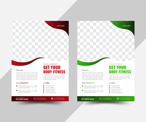 Modern creative business travel, medical, fitness, real estate printable vector flyer design template