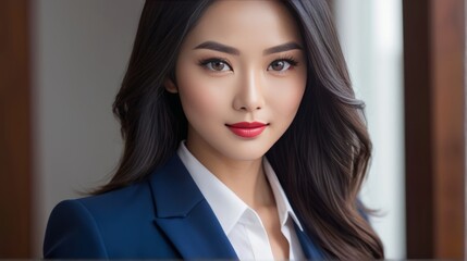 portrait asian woman with businessuit. 4k Portrait photo illustrations.  business woman portrait." Image Generated with  AI"