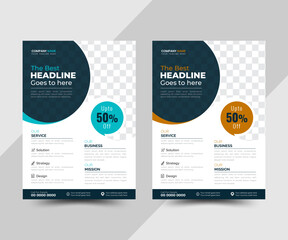 Modern creative business travel, medical, fitness, real estate printable vector flyer design template