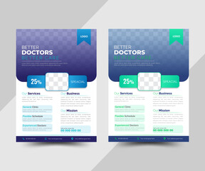 Modern creative business travel, medical, fitness, real estate printable vector flyer design template