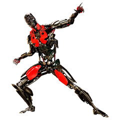 3D Rendering Male Robot on White
