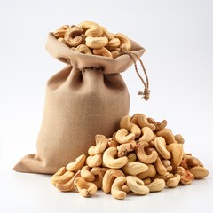 a bag of cashews and a pile of cashews