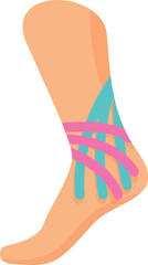 Foot kinesio tape icon cartoon vector. Muscle tape. Sport support